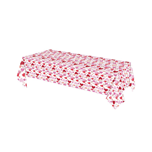Valentine's Day Plastic Tablecloth 108x54in Red Heart Design 1