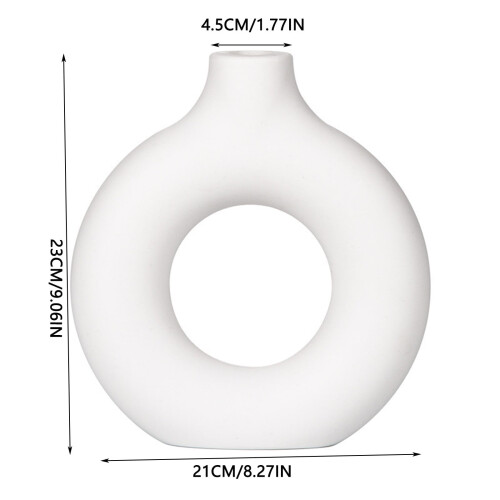 White Donut-Shaped Plastic Vase 23x21cm 2