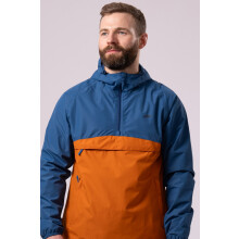 Mac in a Sac Men's Nomad Waterproof Half-Zip Blue Burnt Orange Jacket Size XXL