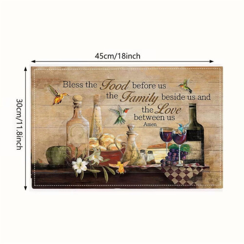 4 Vintage Wine Placemats 12x18 in Polyester 1