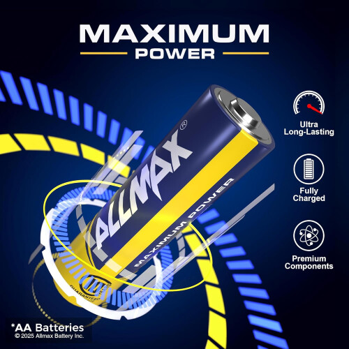 Αλκαλικές μπαταρίες Allmax AA (100 τεμάχια) – Εξαιρετικά μεγάλης διάρκειας, στεγανές, 1