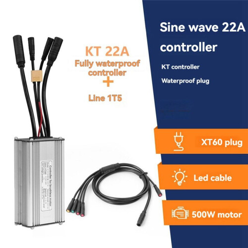Electric Bicycle Controller with 1T5 Light Wire KT-22A Waterproof Sine Wave Controller Essential E-Bike Accessory 2