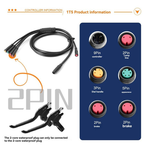 Electric Bicycle Controller with 1T5 Light Wire KT-22A Waterproof Sine Wave Controller Essential E-Bike Accessory