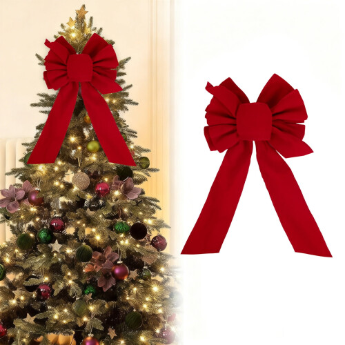 Yurqghjb Weihnachtsschmuck: Samtschleife, rot (D) 1