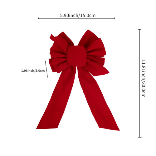 Yurqghjb Weihnachtsschmuck: Samtschleife, rot (D) 2