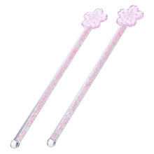 2Pcs Pink Glass Wine Stirrer Design Bar Drink Mixing Rods