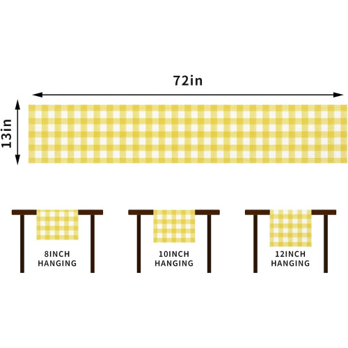 Linen Table Runner Yellow White Buffalo Check 13x72 in 1