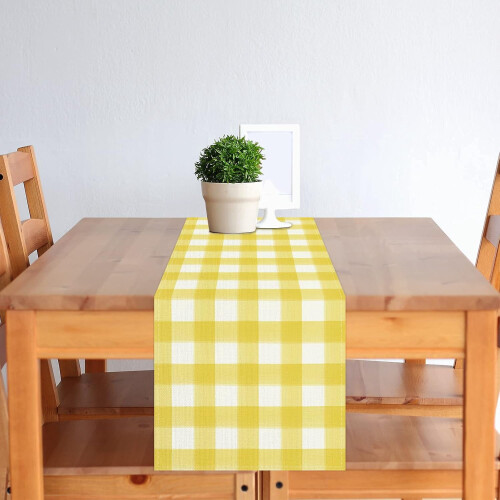 Linen Table Runner Yellow White Buffalo Check 13x72 in 2