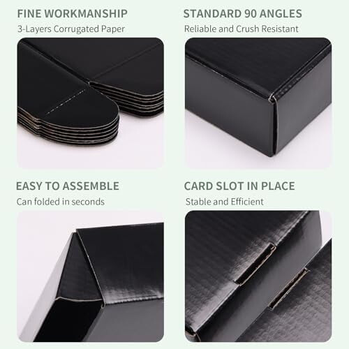 50Pack6x6x2Inches Μαύρα Μικρά Κουτιά Αποστολής, Χάρτινο Κυματοειδές Χαρτόδετο για 2