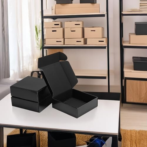 Caixas de envio pretas, 15 x 15 x 5 cm (6 x 6 x 2 polegadas), pacote com 50 unidades. 1
