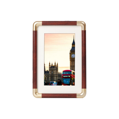 Red Plastic Photo Frame with Wood Texture, 10x15 cm 1