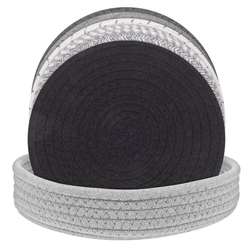 Sets de table ronds en corde de coton tissée (4 pièces) 1