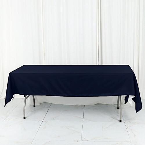 Navy Blue Cotton Blend Rectangular Tablecloth 90" x 156" 1
