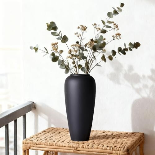 Black Ceramic Floor Vase 13.4 in 2