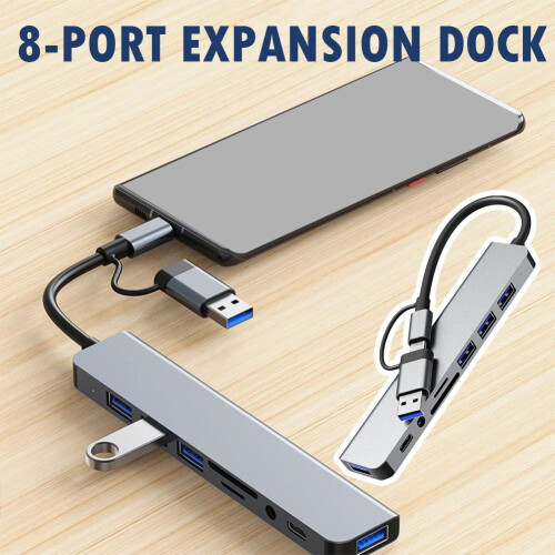 Σταθμός σύνδεσης USB C 8 σε 1, διακλαδωτής USB υψηλής ταχύτητας μετάδοσης | D4O2 2