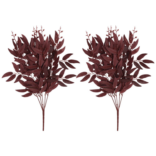 Dark Red Artificial Willow Leaves, 4-Piece Home Decor 1