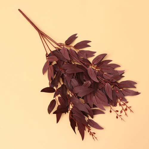 Dark Red Artificial Willow Leaves, 4-Piece Home Decor 2