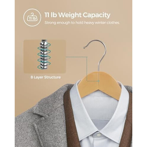 Solid Wood Coat Hangers 20-Pack with Swivel Hook 2