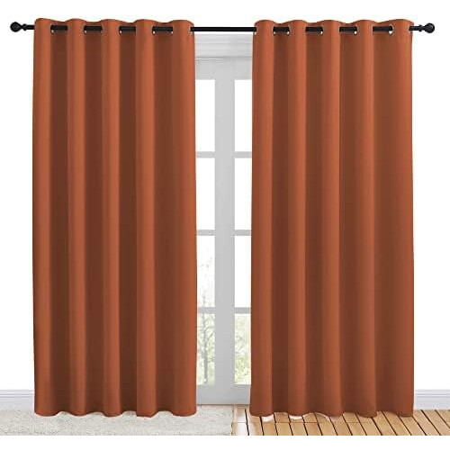 Πάνελ κουρτινών Burnt Orange Blackout (Σετ 2 τεμαχίων, 70x84 ίντσες) – Θερμομονωτικά, με 1