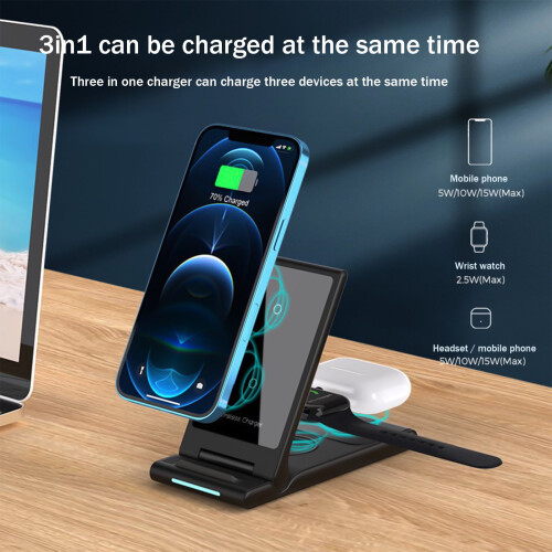 Ασύρματος σταθμός φόρτισης 15W 3 σε 1 για Android, iPhone, Apple, Samsung, iPad 1