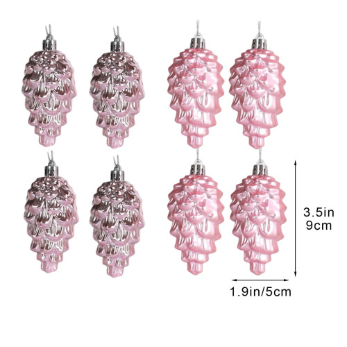 8-teiliger rosa Weihnachtsbaumschmuck, 9 cm 1