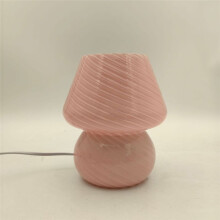 Mushroom Table Lamp Small Bedside Table Glass Lamp Translucent Glass Desk Lamp for Living Room US Plug Colorful Amber