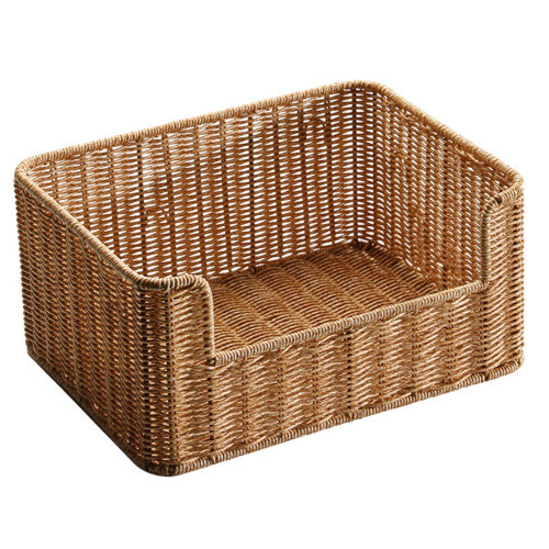 Brown Imitation Rattan Storage Basket, Rectangular 1