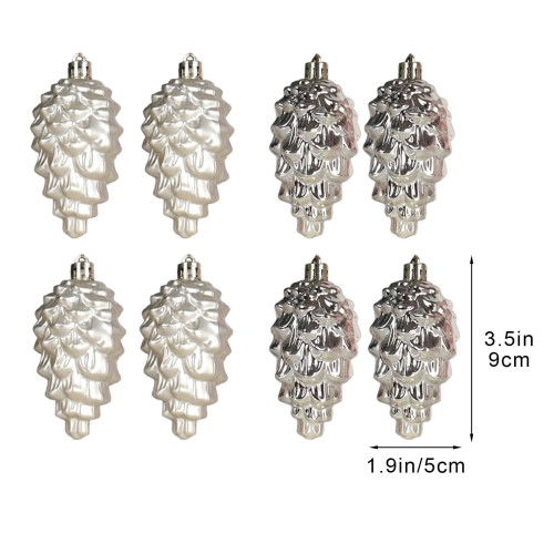 Christmas Tree Ornaments Beige Plastic 3.5in 8-Pack 1