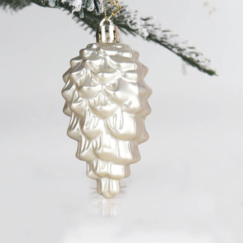 Christmas Tree Ornaments Beige Plastic 3.5in 8-Pack 2