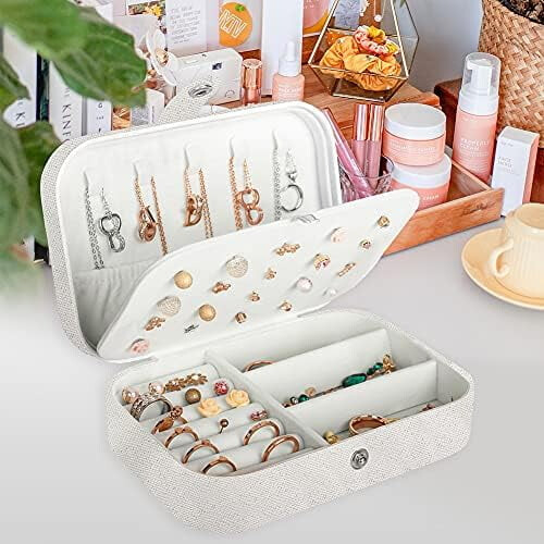 PU Leather Travel Jewelry Box – Compact 2-Layer Organizer 1