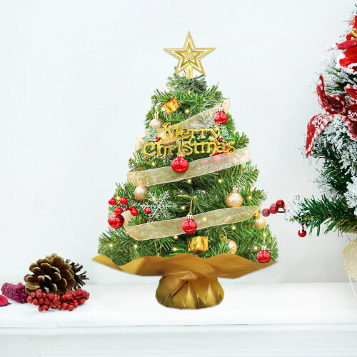 Mini Lighted Tabletop Christmas Tree with Ornaments 2