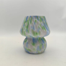 Mushroom Table Lamp Small Bedside Table Glass Lamp Translucent Glass Desk Lamp for Living Room US Plug Colorful