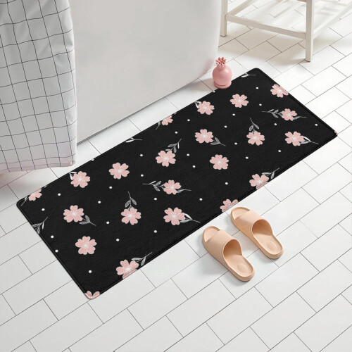 Χαλί μπάνιου Pioneer Flower Floral, αντιολισθητικό χαλάκι μικροϊνών με επένδυση από 1