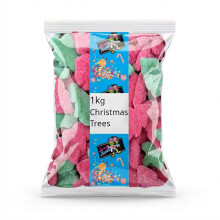 1kg Christmas Tree Gummies Strawberry & Apple Sugar Coated Jelly Sweets Bulk Bag