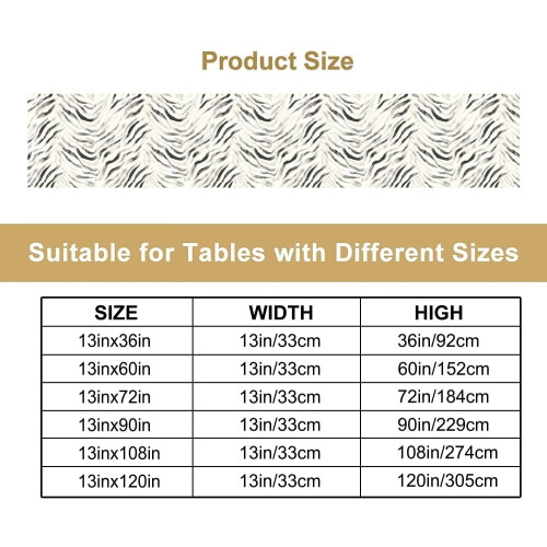 Linen Table Runner Zebra Print 13 x 90 in 1