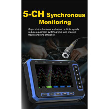 TOOLTOP Digital Oscilloscope 5-Channel 1MHz Bandwidth Tablet Oscilloscope 4.3-Inch Large Scrren USB Oscilloscope
