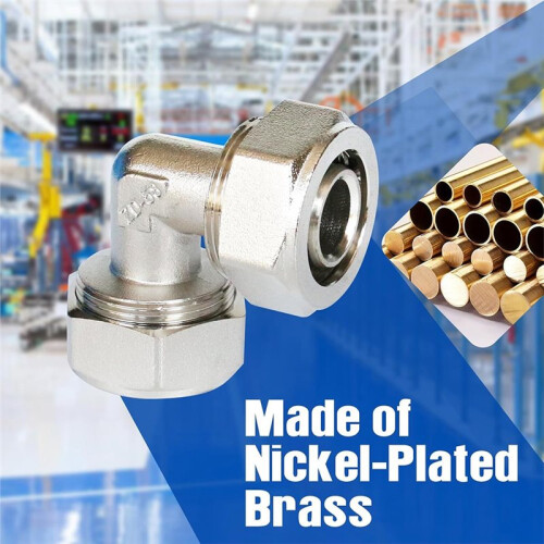 2 PCS 3/4" Brass-Nickel Plated Equal Elbow Fittings for Compressed Air  Systems 2