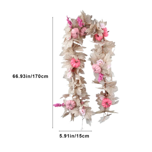 Artificial Pink Pumpkin & White Maple Leaf Rattan Vine 1