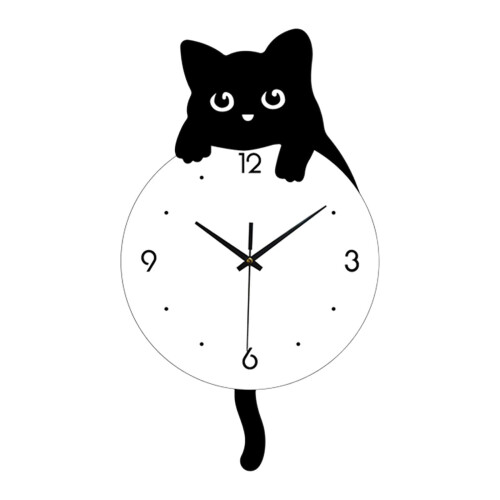 Cat Wall Clock Gift Practical Modern Hanging Clock for Shop Classroom Indoor L 1