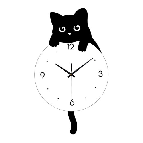 Cat Wall Clock Gift Practical Modern Hanging Clock for Shop Classroom Indoor L 2