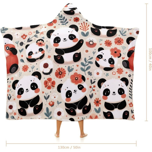 Panda Hooded Wearable Blanket – Polyester Arctic Velvet 1