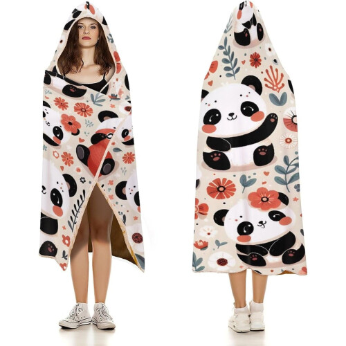 Panda Hooded Wearable Blanket – Polyester Arctic Velvet 2