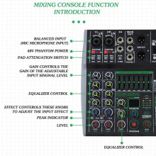 Professional Audio Mixer 6 Channel Built-in 99DSP 7-Segment Balanced Effect Support Recording Mixer EU Plug