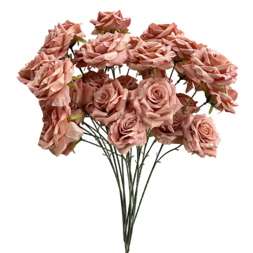 3-Head Artificial Rose Bouquet for Wedding and Home Decor 1