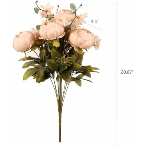 Artificial Peony Bouquet – Silk & Plastic, 13-Stem, Light 1