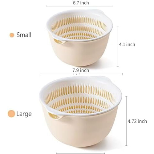 2-in-1 Plastic Colander and Bowl Set 3 Qt (2 Sets) 2