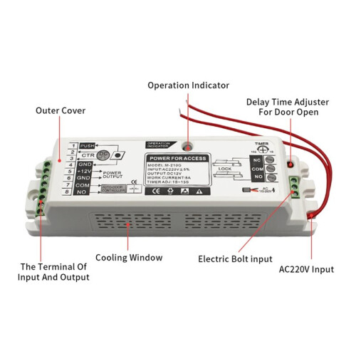 12V 8A Power Supply for Door Access Control System Security Camera Power AC 220V Delay  Adjuster 2