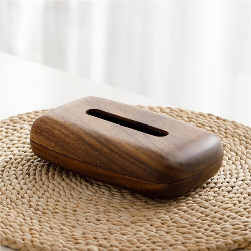 Pebble Style Style Walnut Wood Tissue Box Desktop Tissue Case Office Bedside Table Decoration Storage Box Kitchens 2