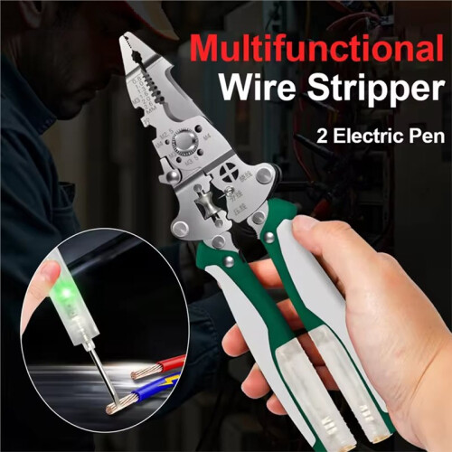1Pcs Multifunctional Foldable Wire Stripper with Voltage Tester and Cable Cutter for Electrician Wire Cutter and Puller 1