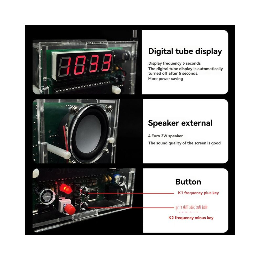 FM Digital Radio DIY Kit Digital Tube Display Radio Electronic Welding ...